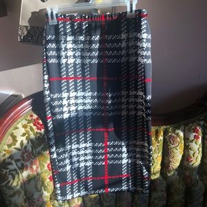 Medium red,black,white pencil skirt.